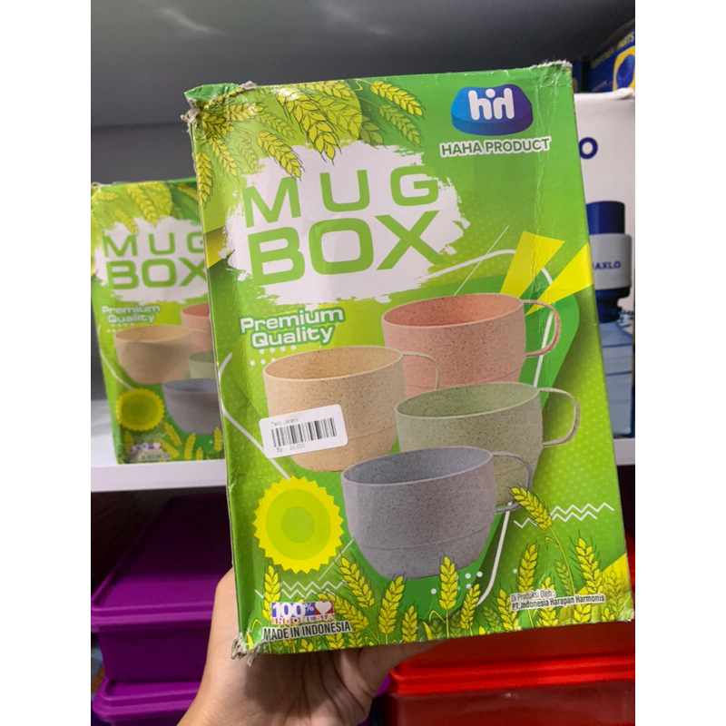 Mug Box Teko Gelas Jerami Set 5 in 1 Warna Pastel Free Food Grade | Mug Cangkir Kopi Teh