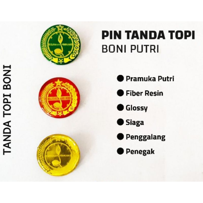 Tanda/Bros Emblem Topi Putri Fiber/Tanda Topi Boni