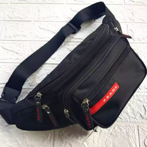 PRADA Tas pinggang Pria Wanita/ Tas selempang Pria Wanita/ Tas Slempang Pria 7 Resleting