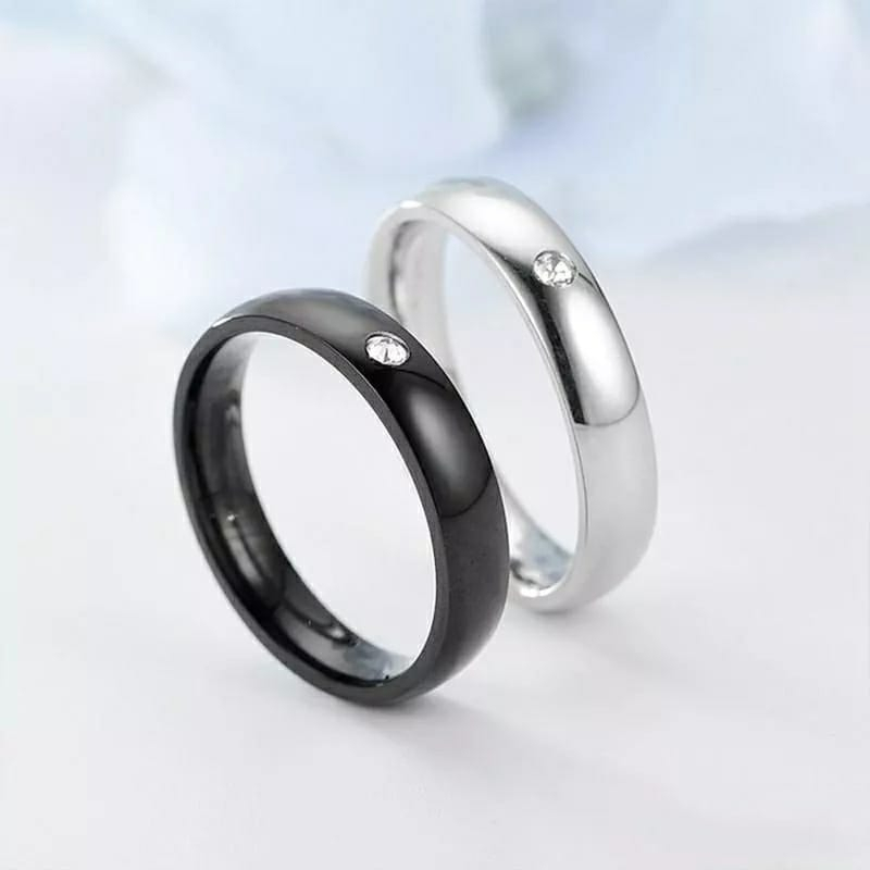 Cincin Couple Titanium Cembung 1MATA Anti Karat Selamanya Stainless steel Pria Wanita Fashion Ring Style