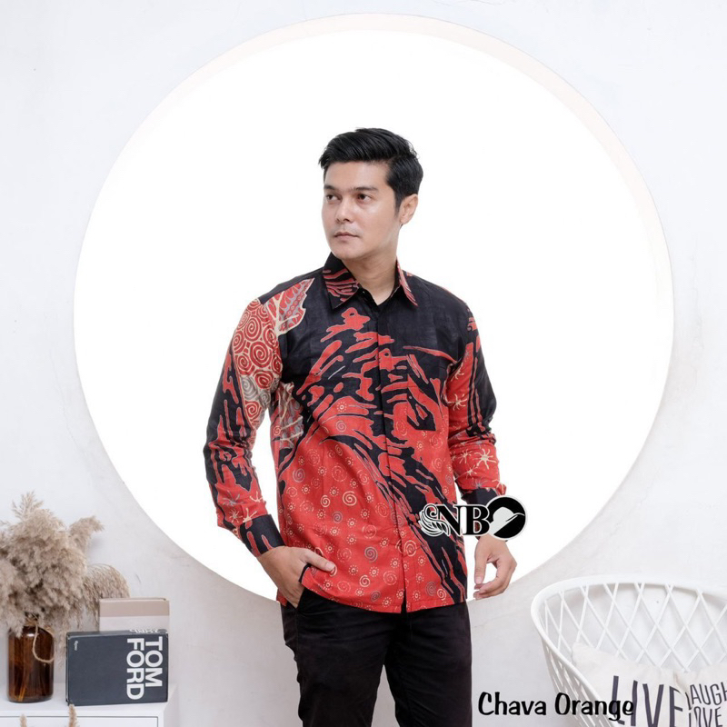 Kemeja batik pria lengan panjng motif chava
