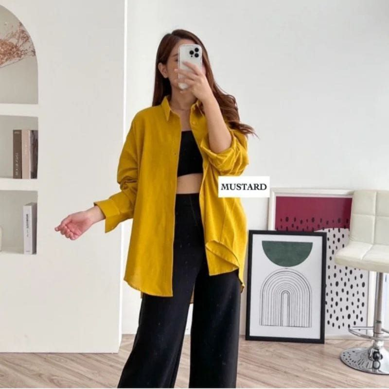 COD - OLIVIA SHIRT - Kemeja Wanita - Atasan Wanita Oversize