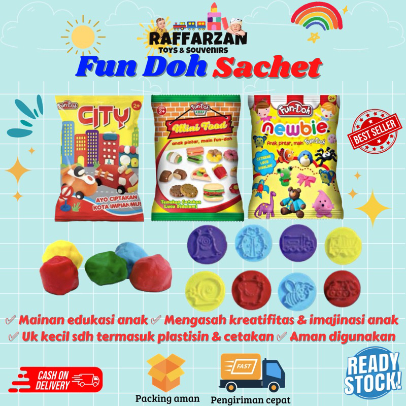 Paket Murah Mainan Anak Edukatif Playdoh Fundoh Play Doh Play Doh Fun Doh Kemasan Mini Sachet Mainan
