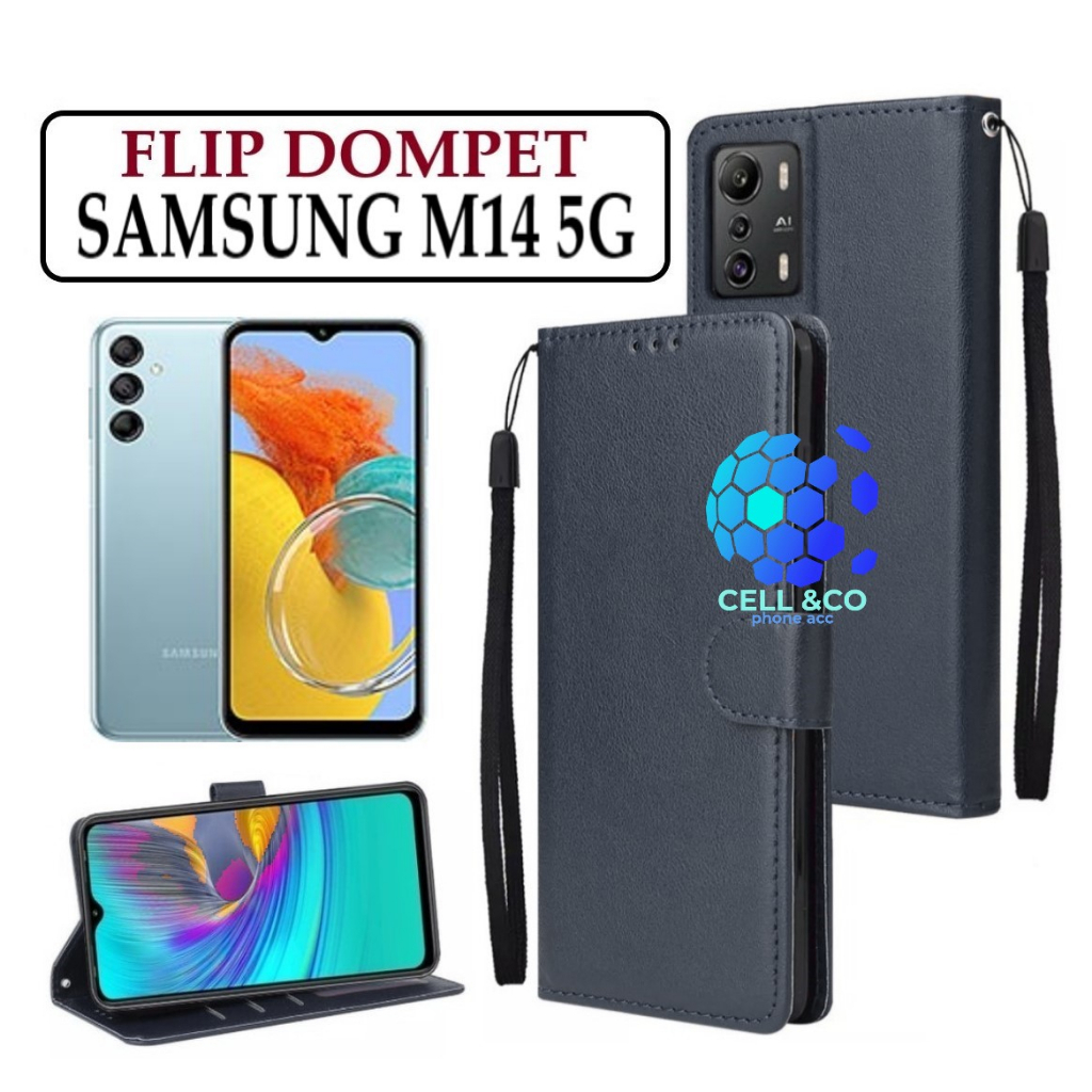 FLIP COVER SAMSUNG GALAXY M14 LEATHER WALLET PREMIUM FLIP CASE BUKA TUTUP KESING HP CASING FLIP CASE WALLET