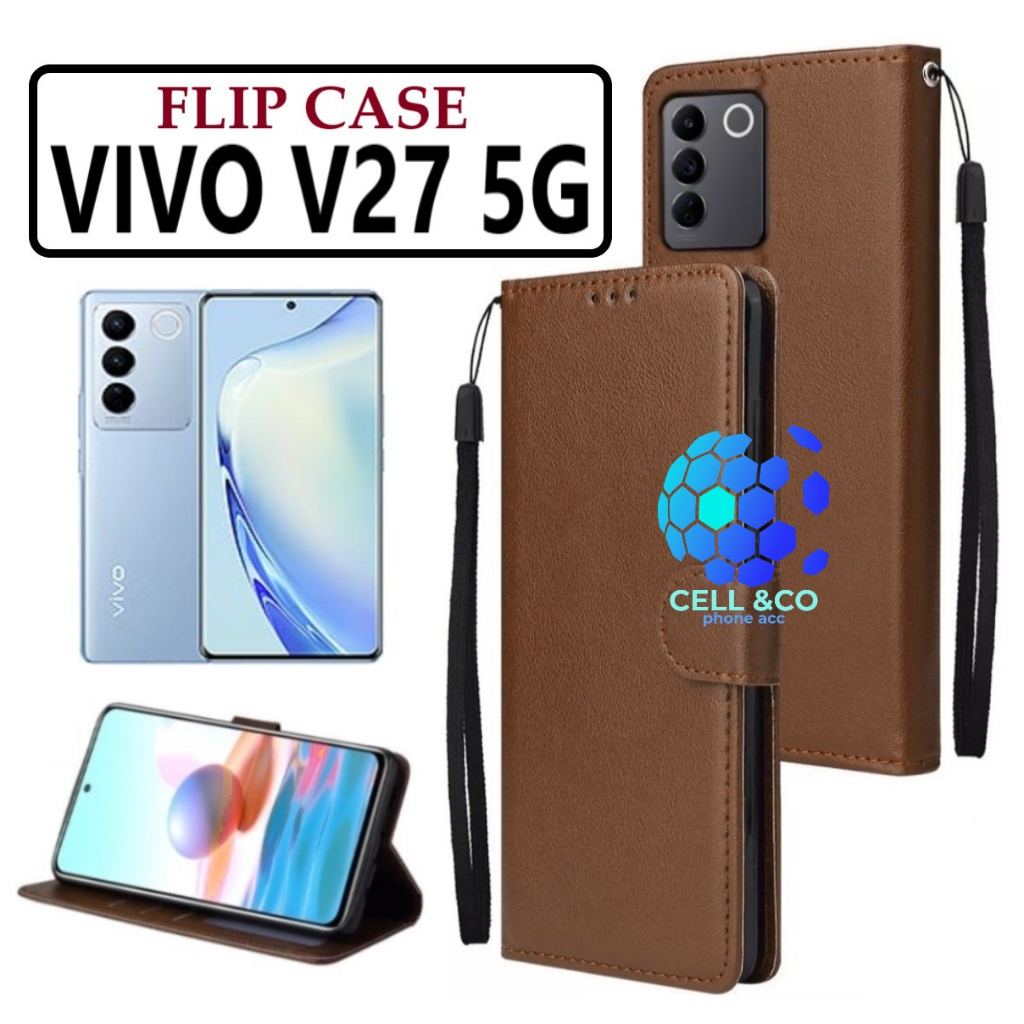 FLIP COVER VIVO V27 5G LEATHER WALLET PREMIUM FLIP CASE BUKA TUTUP KESING HP CASING FLIP CASE WALLET