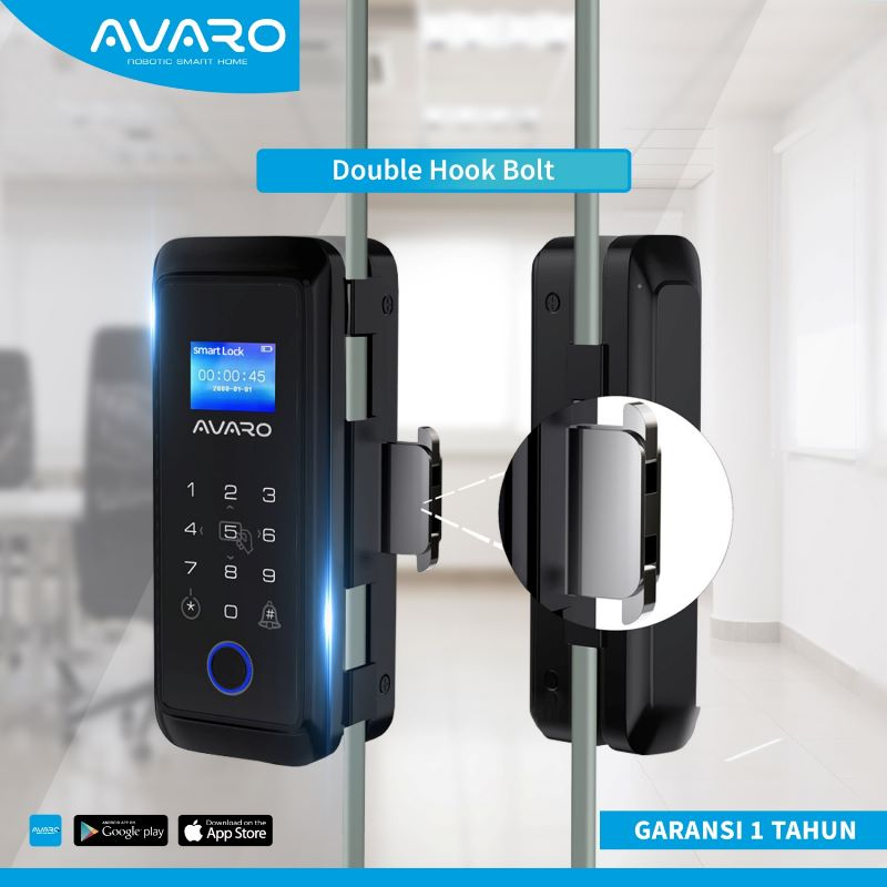 AVARO SL03 Smart Door Lock Glass Door Pintu Kaca Frameless