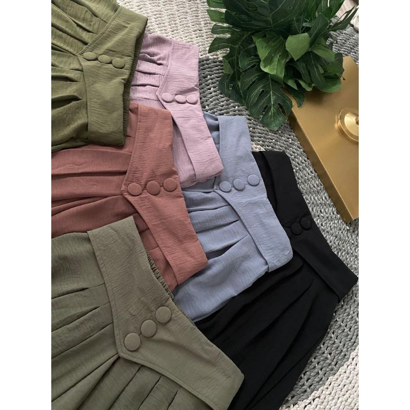 NAFISHA Kulot Wide Pant || Kulot Lipit || Kulot Kancing 3  Bahan Wolfis Premium/ Crinkle Premium || Panjang 93 cm || Kulot Mayung