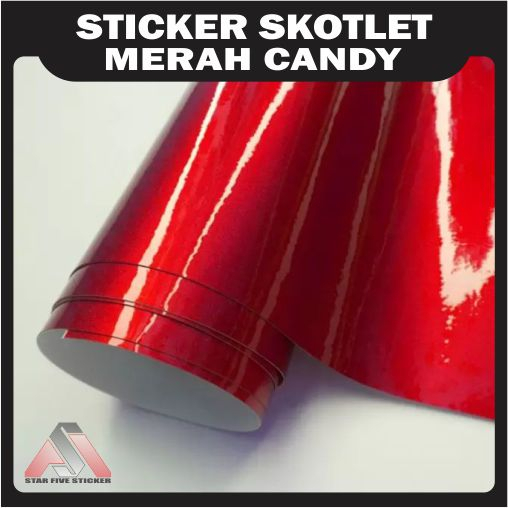 Stiker Skotlet Sticker Motor Mobil Warna Merah Metalik Candy Glossy