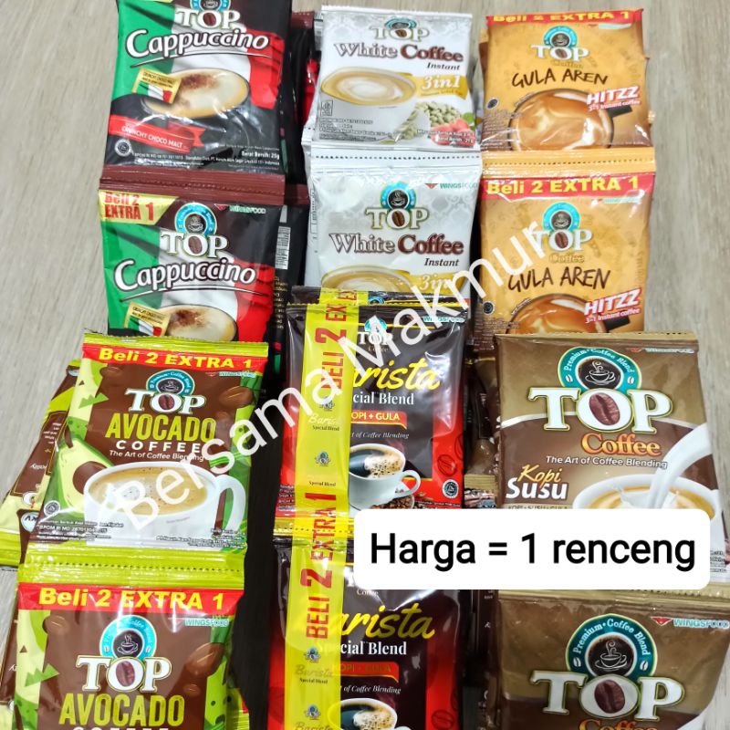 

Top Coffee kopi sachet 1 renceng Aren / susu / white / capuccino