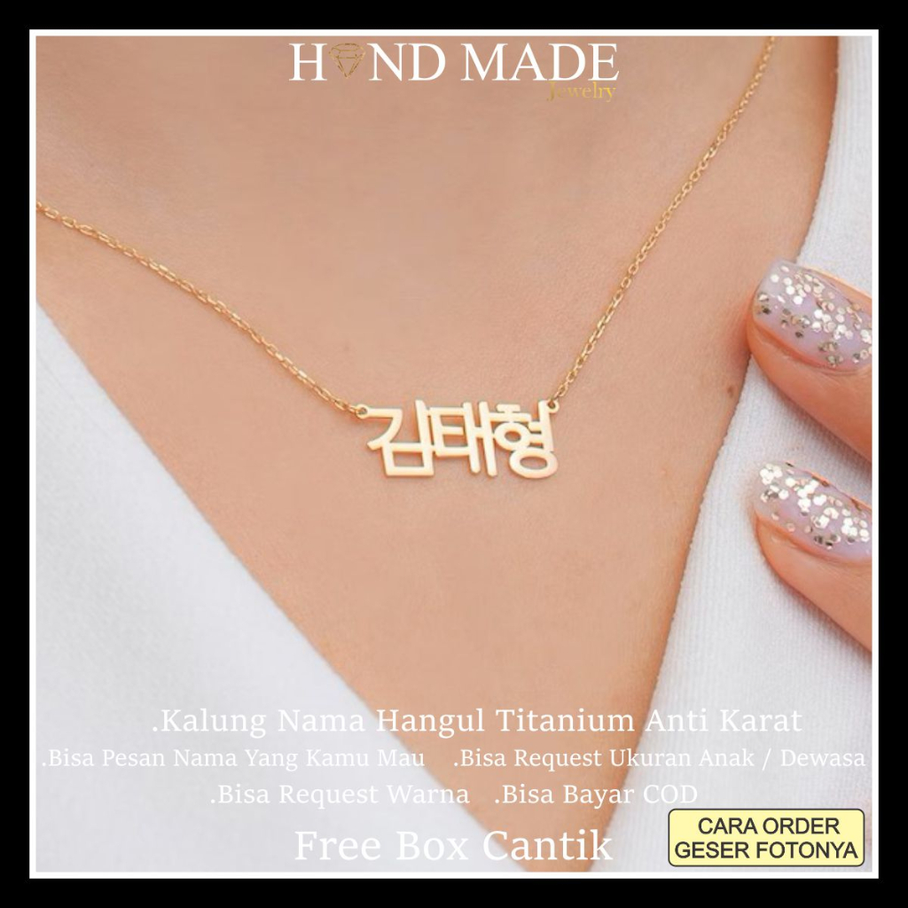 kalung hangul korea kalung nama titanium anti karat anak dewasa kalungnama aksesoris wanita necklace titanium aksesoris fashion