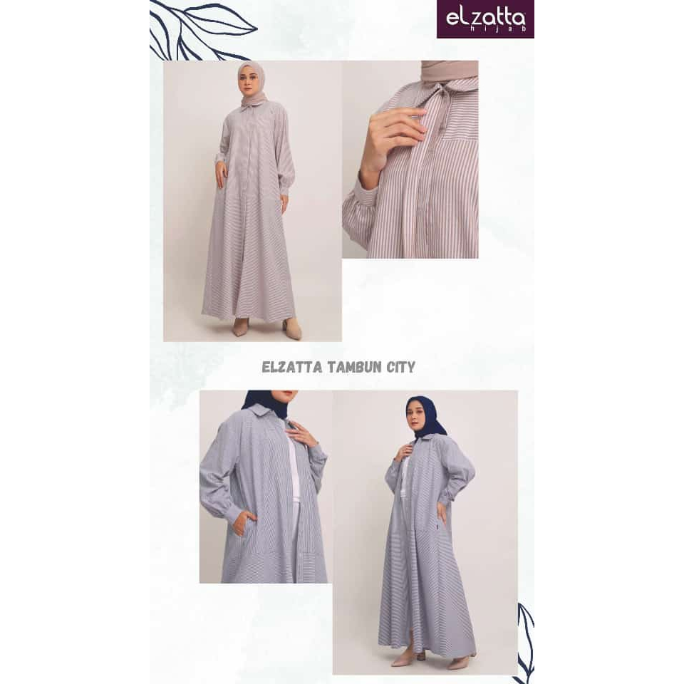ELZATTA GAMIS KATUN STRIPE BIRU ABAYA DRESS ELZATTA