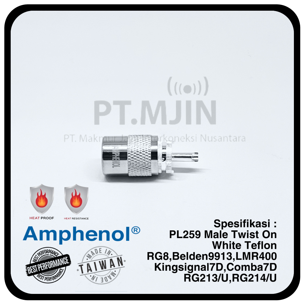 Konektor Pl259 Male Rg8 Amphenol Insulator Teflon Tahan Panas