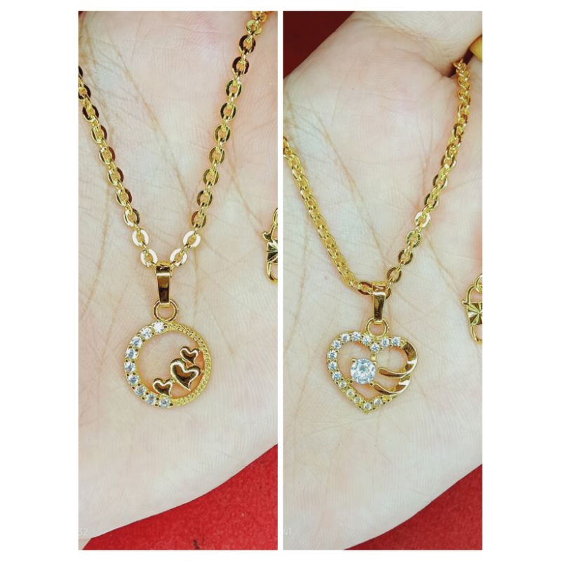 kalung kaca love zicron anak dan dewasa lapis emas 24k