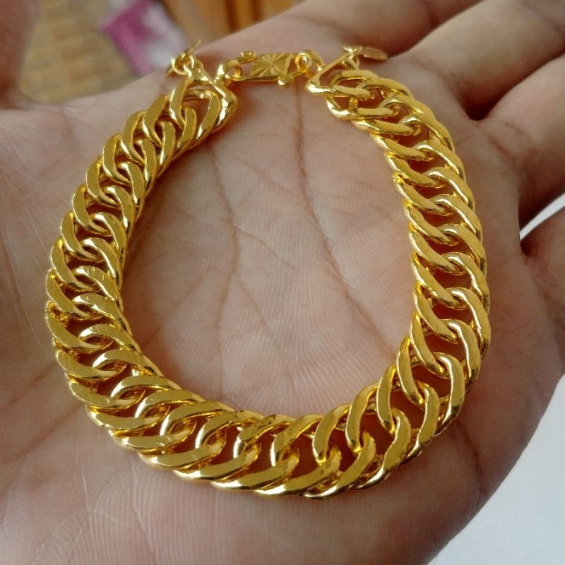 Gelang Rantai Lipan Jumbo Lapis Emas 24k Lebar 10mm