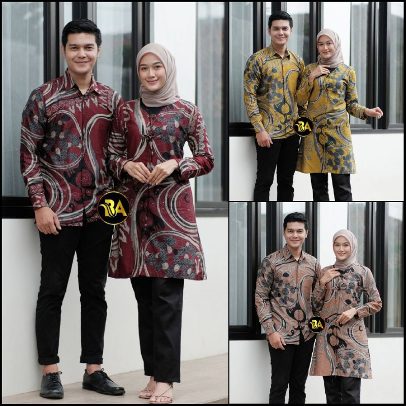 Batik Couple Tunik Baju Batik Couple Modern Premium Kancing Depan Busui M L XL XXL Ready Seragam