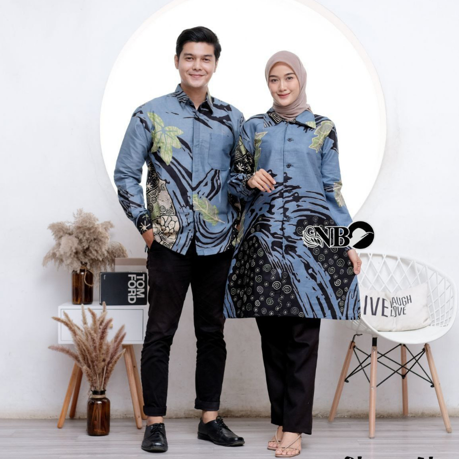 Batik Couple Tunik Baju Batik Couple Modern Premium Kancing Depan Busui M L XL XXL Ready Seragam