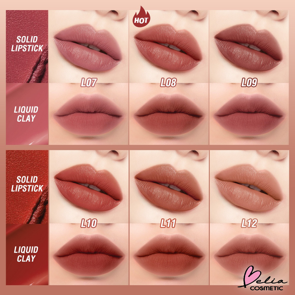 ❤ BELIA ❤ O.TWO.O 2in1 Splendid Matte Double-ended Lip Glaze and Lipstick | Lipstick Intense Color Dual-Stick 2 In 1 Liquid Matte Misty Velvet Lip Tint High Pigment Lasting Non-cracking