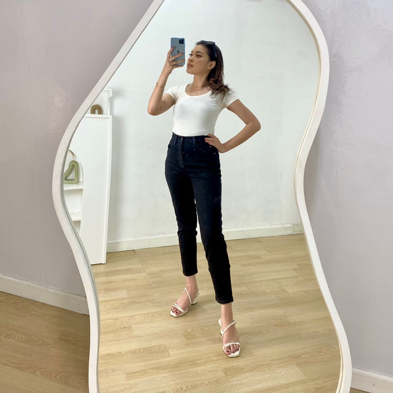 Zaskiyastore - Boyfriend Black Ckey - Basic Boyfriend Jeans