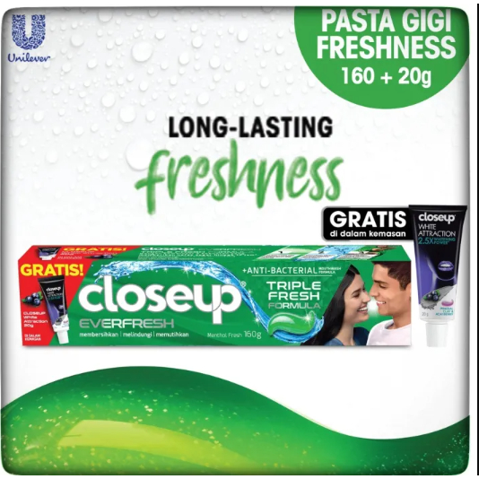 Close Up160g + Free 20g Pasta Gigi Closeup Hijau Pasta Gigi Close up 160G + 20g Close up Green 160gram 160 Gram