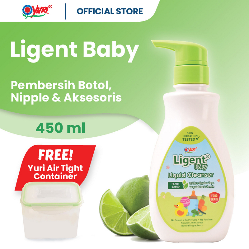 [+hadiah] Ligent Baby Bottle Nipple &amp; Accessories Cleanser 450 ml free Container Mini | Refill 410 ml