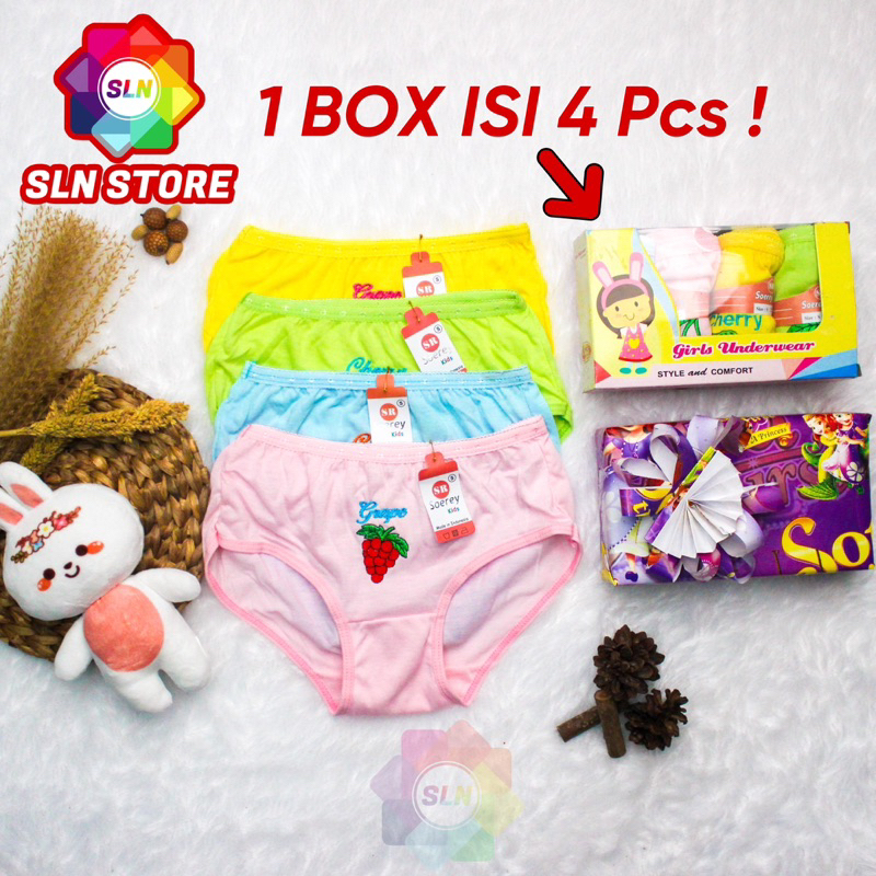 (4Pcs) CELANA DALAM ANAK PEREMPUAN SOEREY KIDS BOX ISI 4 pcs PREMIUM ORIGINAL CELANA LUCU ANAK CEWEK