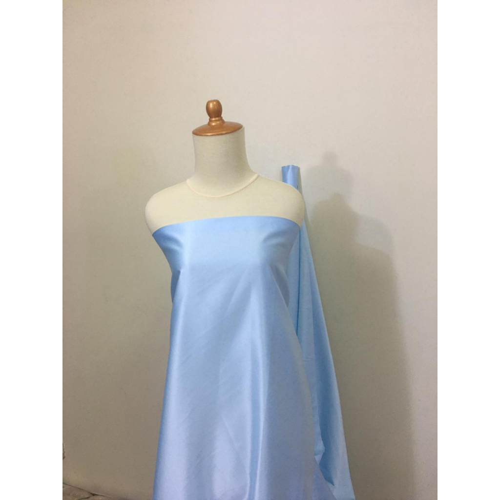 1/2 Meter Kain Satin Velvet Premium Bahan Furing Brukat Premium Warna Baby Blue Biru Muda