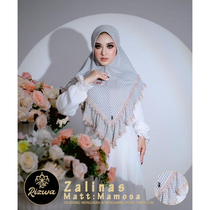 zalinas rizwa bergo tali belakang Jersey motif renda premium