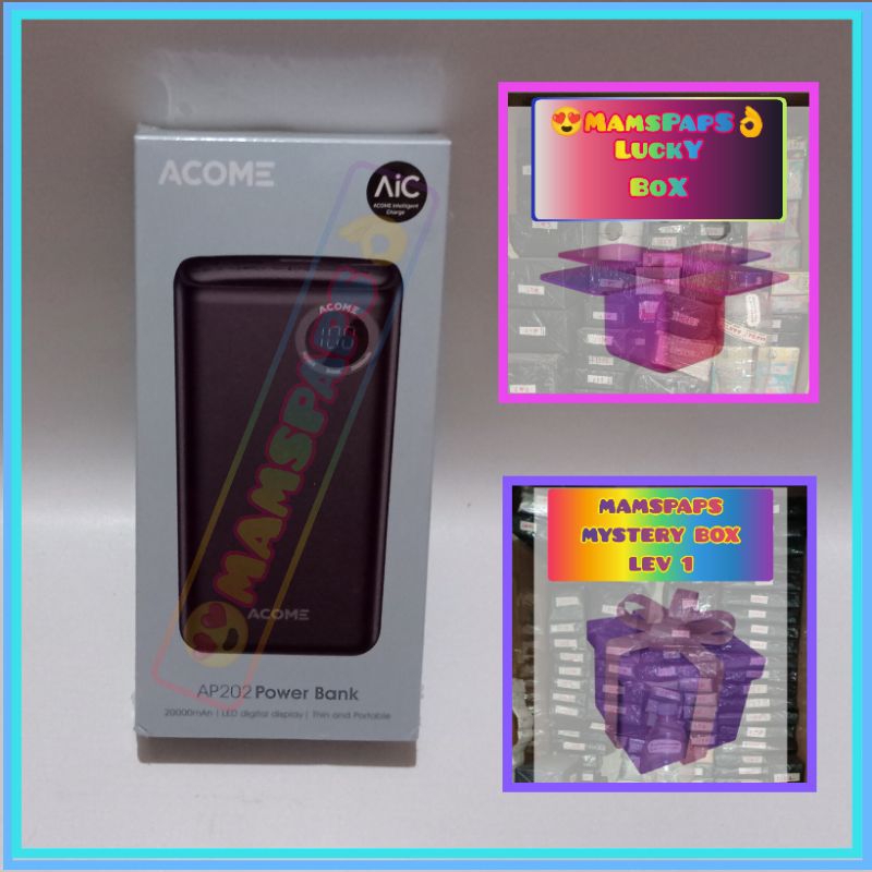 ACOME AP201 AP202 POWERBANK 20.000mAh AiC ALL IN 1 FAST CHARGING QC3.0 PD VOOC