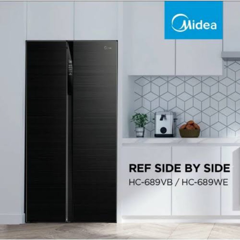 KULKAS MIDEA  SIDE BY SIDE HC-689VB / HC 689 VB LEMARI ES SIDE BY SIDE  HC689VB