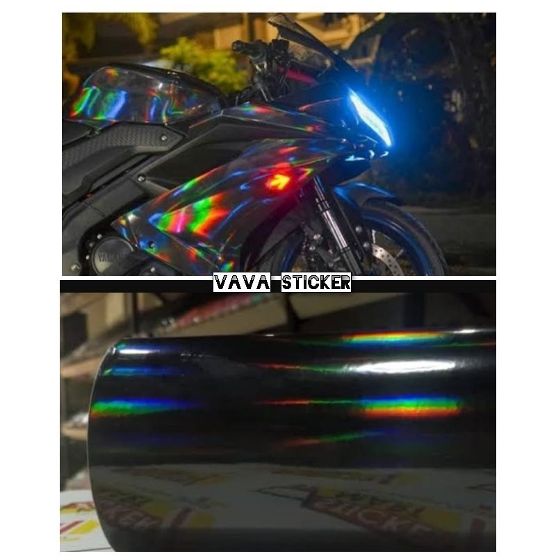 Sticker skotlet hitam hologram/skotlet hologram hitam/skotlet hitam pelangi