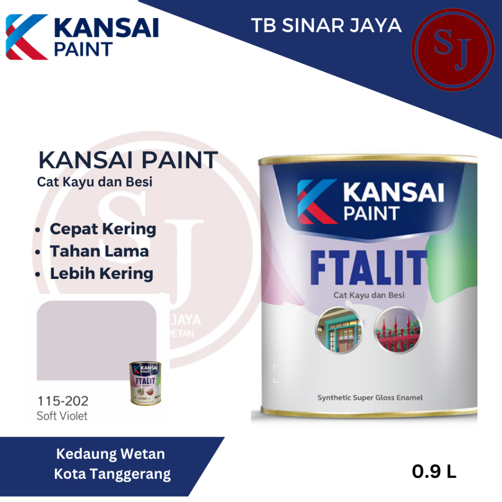 Cat Kayu dan Besi Kansai Paint Ftalit Warna Gloss 1kg 115 - 202 Soft Violet