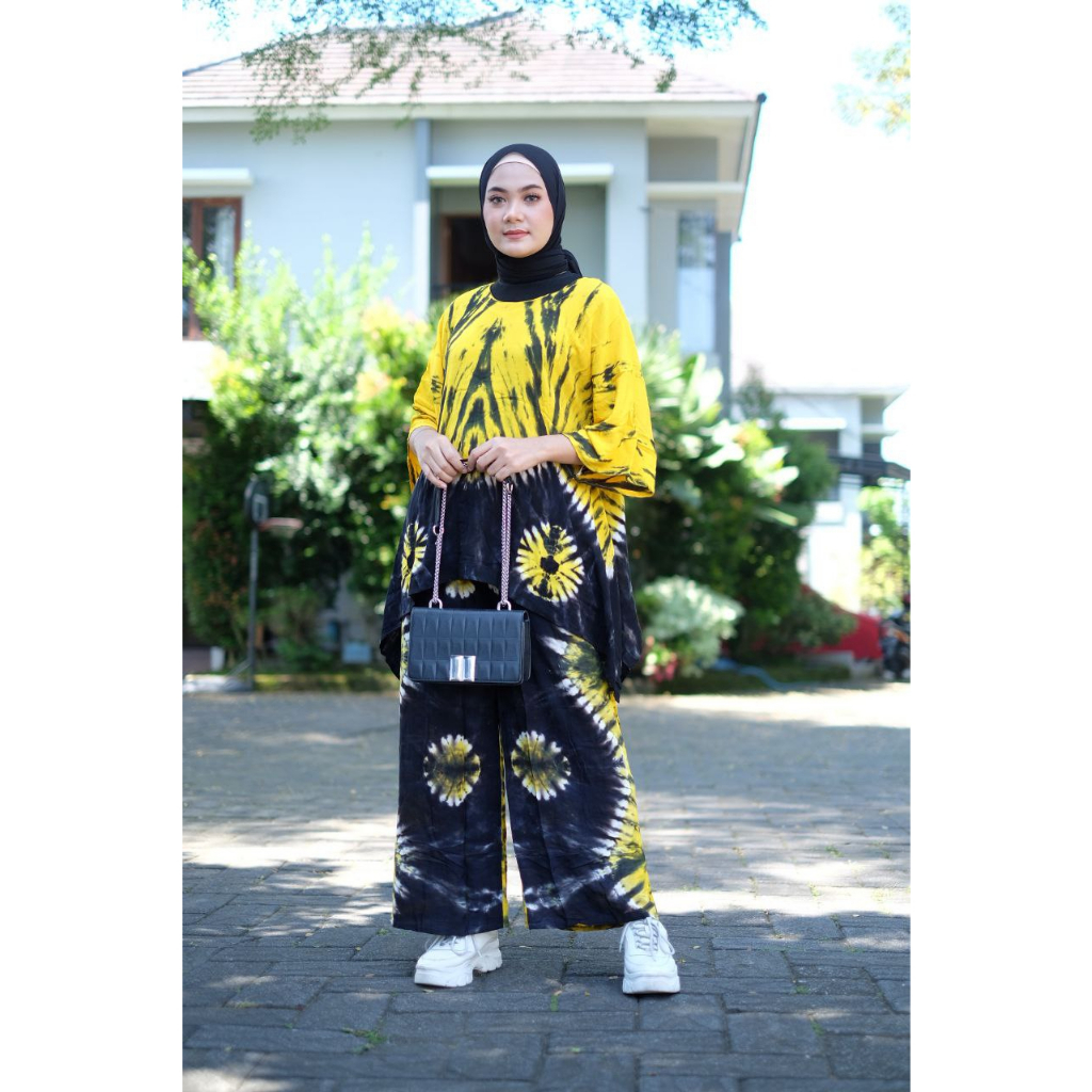 SETELAN WAKA HITAM KUNING ONE SET WAKAWAKA RAYON PREMIUN JUMBO TERBARU TERLARIS