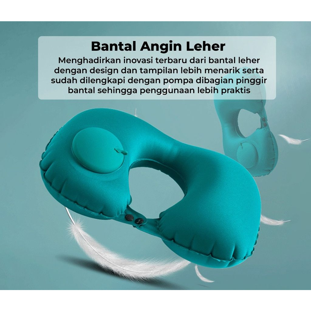 Bantal Angin Leher Macroupta Model Pompa - Bantal Tiup Travel Portable - Inflatable Neck Pillow for Traveling Office Camping