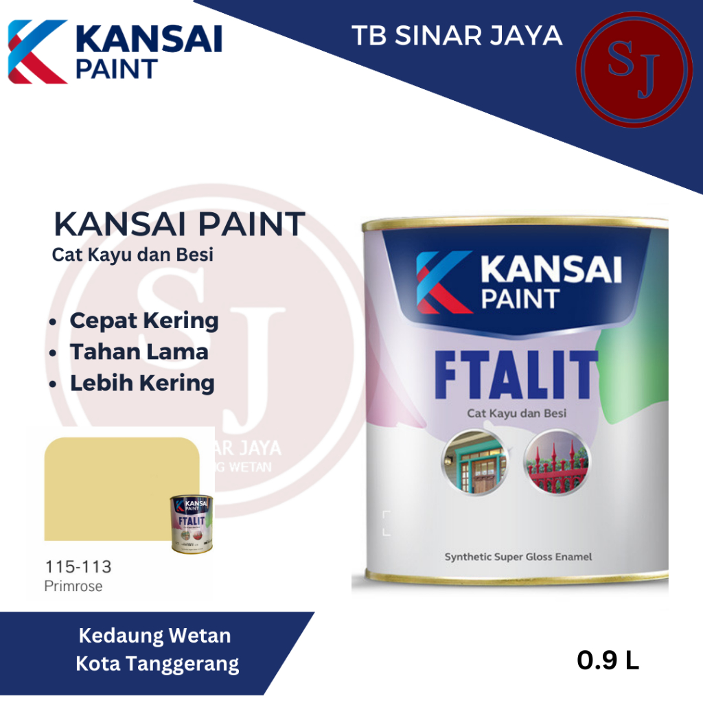 Cat Kayu dan Besi Kansai Paint Ftalit Warna Gloss 1kg 115 - 113 Primrose