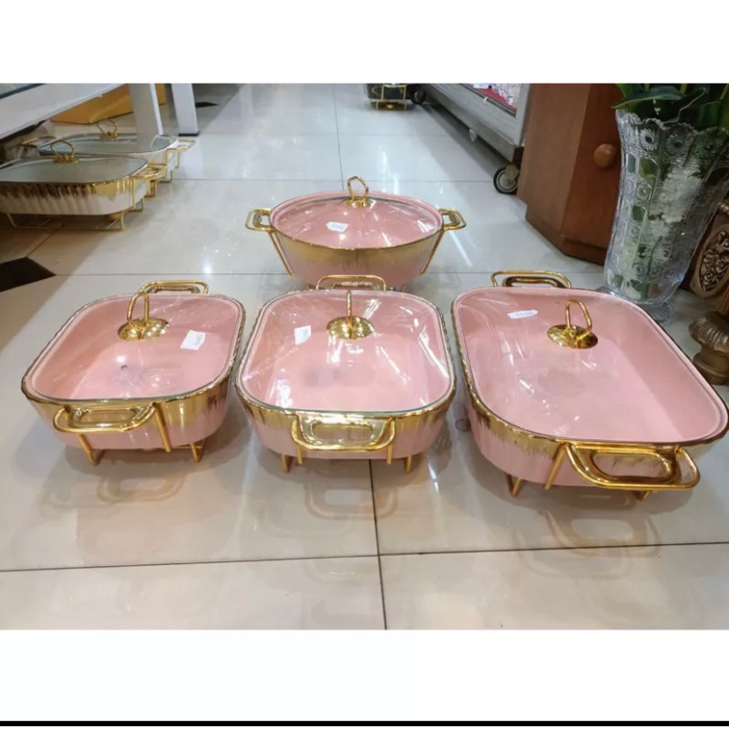 GHM - Prasmanan Keramik Pink List Mewah Ukuran 28-38 Cm