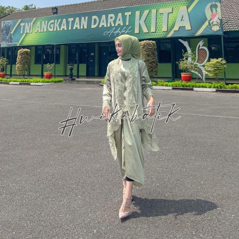 WIKE BATIK | SET NABILA POLOS SATIN SILK LACE | BATIK TRUSMI