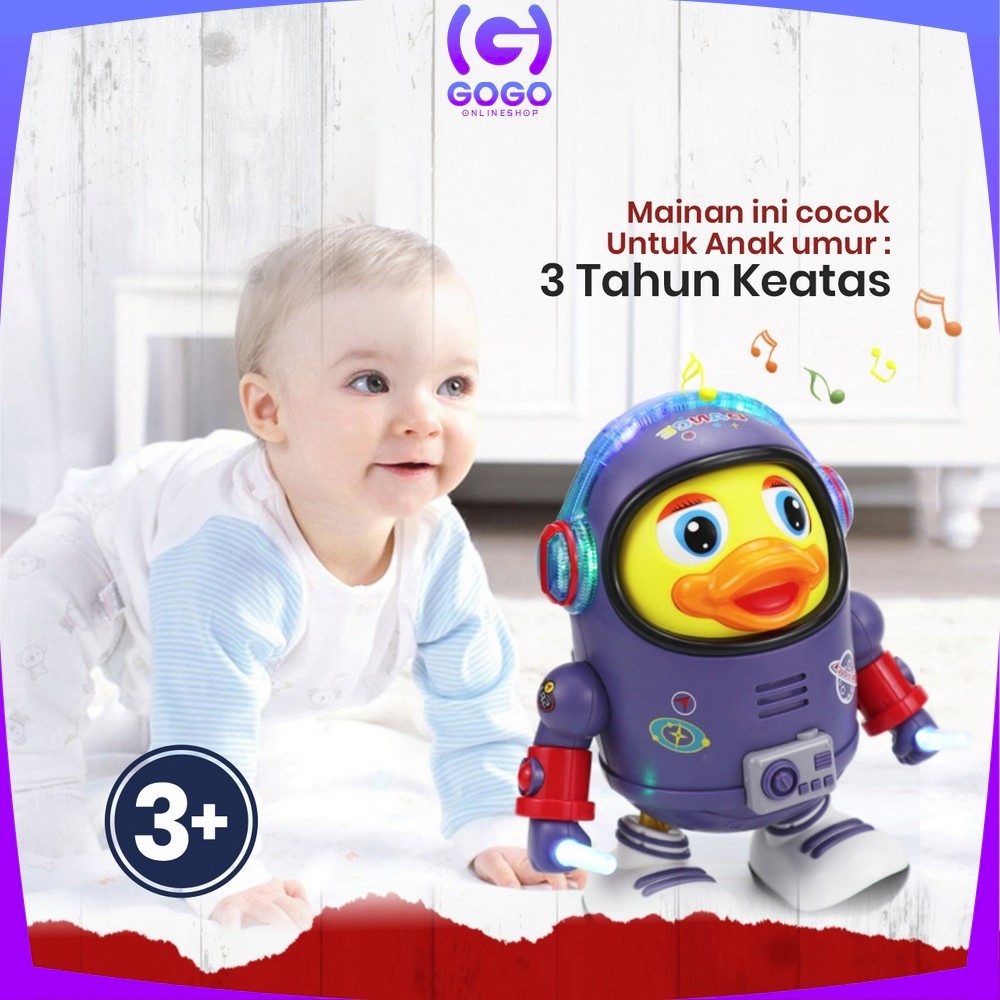 GOGO-M311 Mainan Anak Bebek Astronot Joget Robot Menari Ada Lampu + Musik / Dancing Robot Joget Space Duck Dance Kids / Mainan Bebek Luar Angkasa