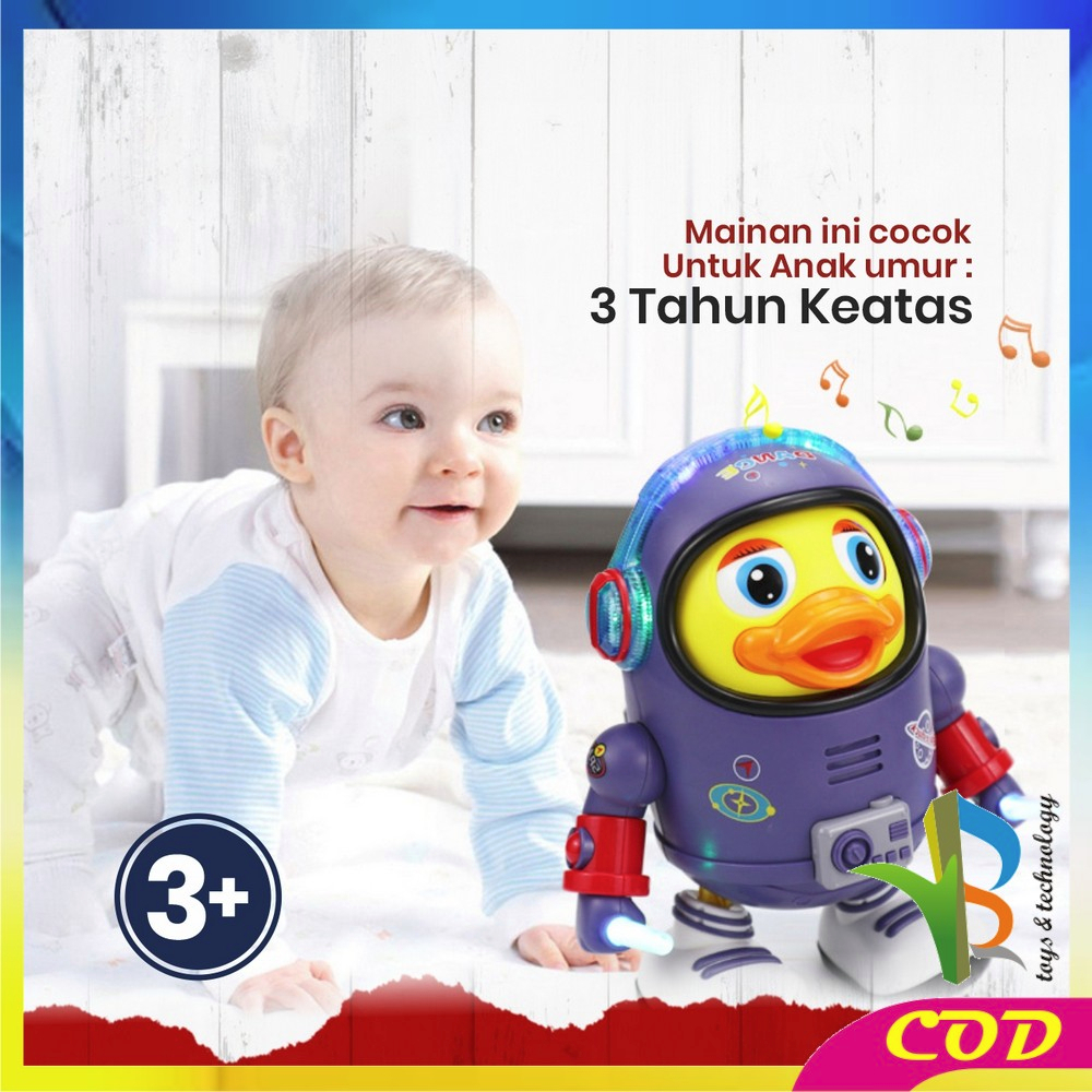 RB-M311 Mainan Anak Bebek Astronot Joget Robot Menari Ada Lampu + Musik / Dancing Robot Joget Space Duck Dance Kids / Mainan Bebek Luar Angkasa