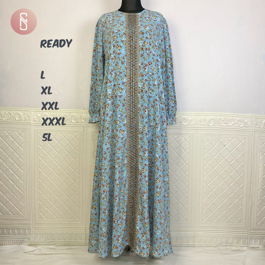 Myshawl Halima Gamis Brukat Crinkle Jumbo Big Size Uk M XL XXL XXXL 5L LD 94 100 110 120 130 140-4