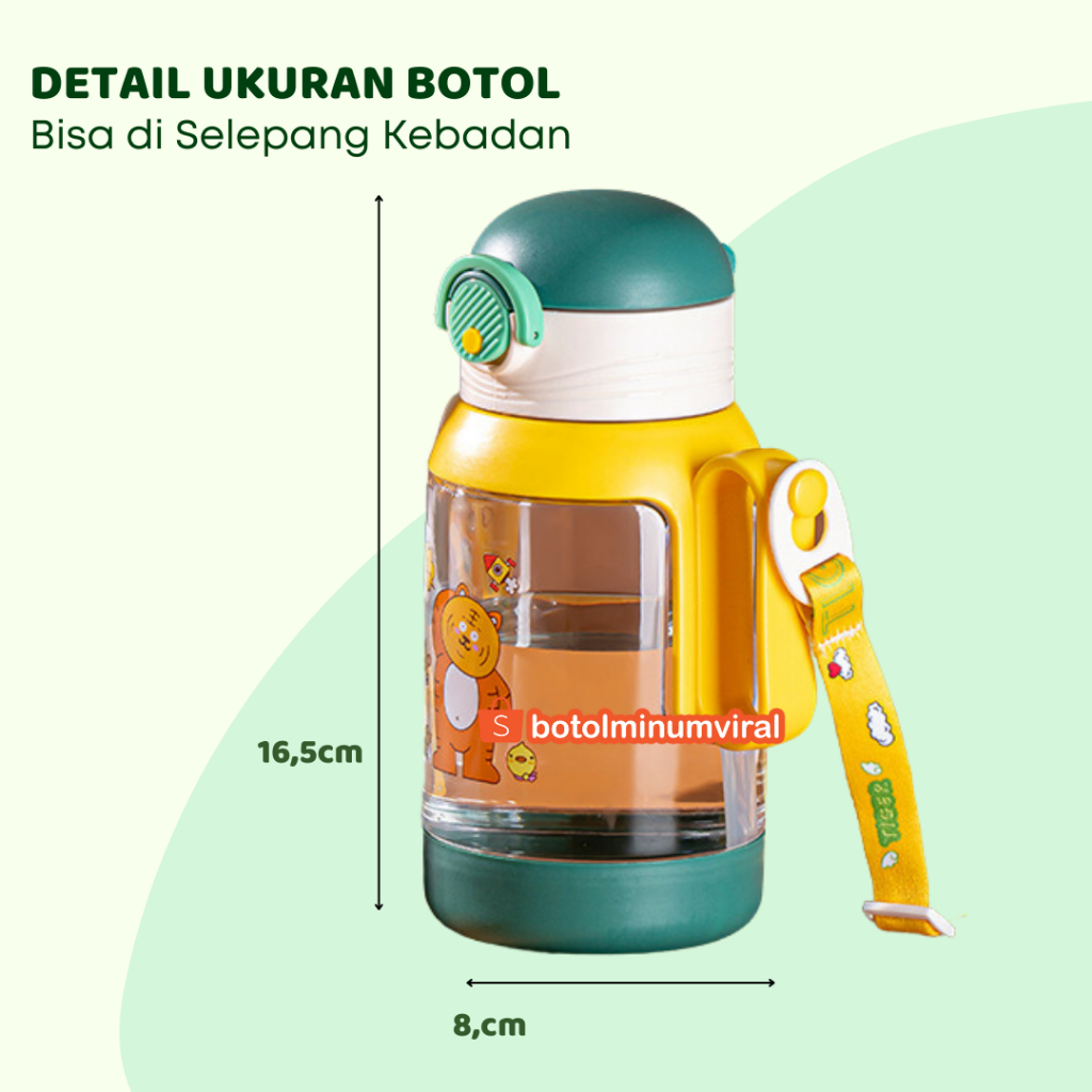 Botol Minum Anak dengan Sedotan dan Gagang 500ml BPA FREE FOOD GRADE Premium