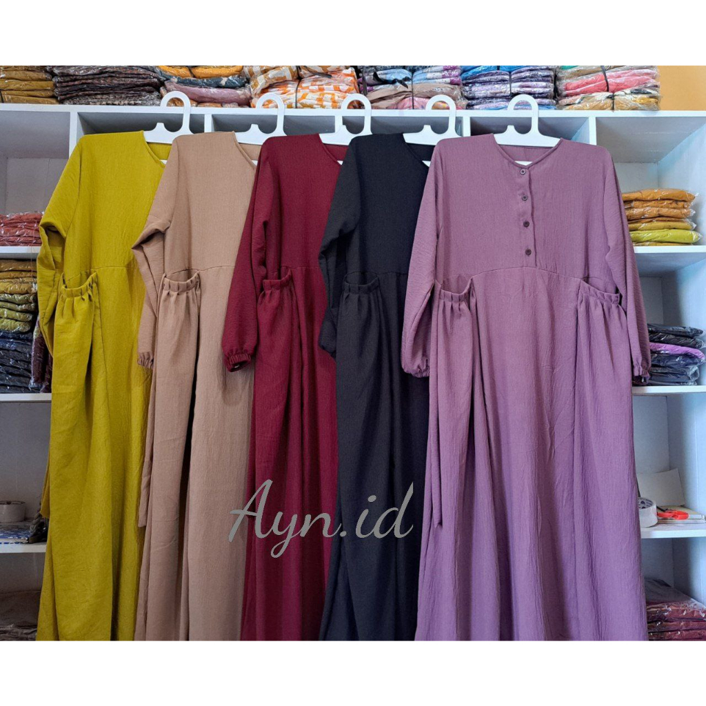 BAJU GAMIS WANITA CRINKLE PREMIUM CIKA// MAXY CHIKA DRESS KEKINIAN// GAMIS POLOS VIRAL