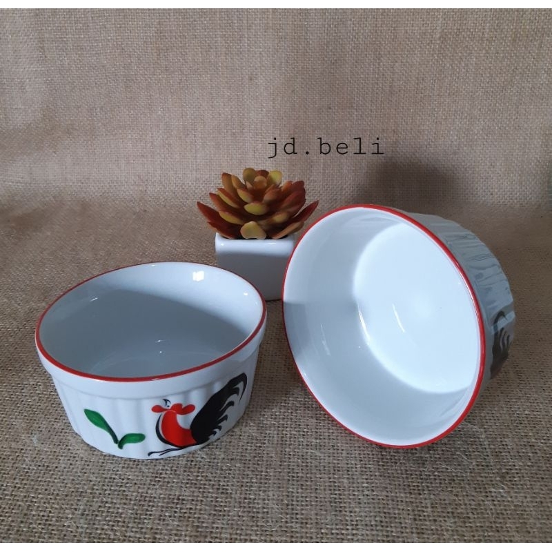 Ramekin/Mangkuk kukuruyuk/Mangkuk mini/Mangkuk kecil keramik/Kedaung/Bowl motif/Mangkuk ayam jago/Ma