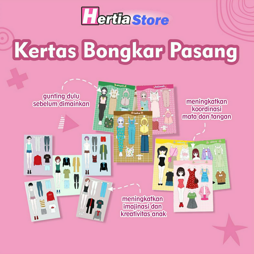 [hertiastore] BONGKAR PASANG KERTAS / MAINAN BONGKAR PASANG / BAJU BAJUAN / PAPERDOLL / MAINAN JADUL