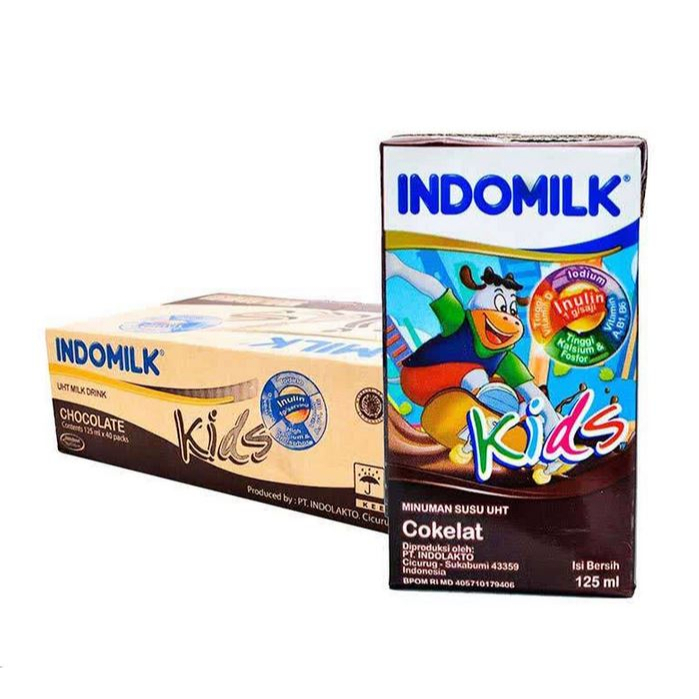 

Susu Indomilk Kids susu uht rasa coklat, vanilla, dan strawberry per dus ( 40 pcs x 115 ml )