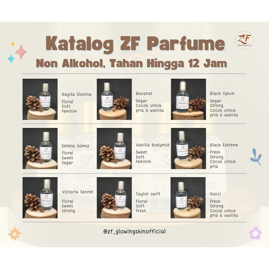 Parfume ZF Glowingskin Non Alcohol Sah untuk Sholat Wangi 12 Jam | Parfum ZF