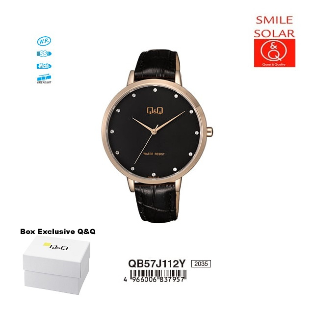 Jam Tangan Wanita Stylist Casual Kulit Leather Analog Original Q&amp;Q QnQ QQ QB57 QB57J Series