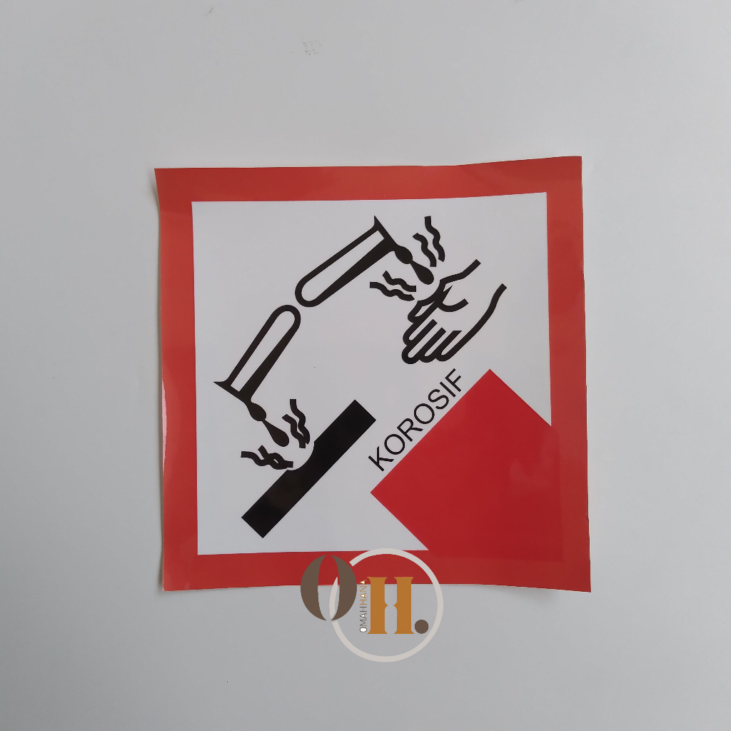

Stiker Korosif - Stiker K3, Sticker Hazard Symbol, Stiker Bahan Kimia