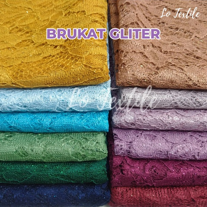 Kain Brokat Kebaya Brukat Gliter Meteran Premium 1 Meter - Bahan Brokat Eceran Murah Berkualitas (Seri 2)