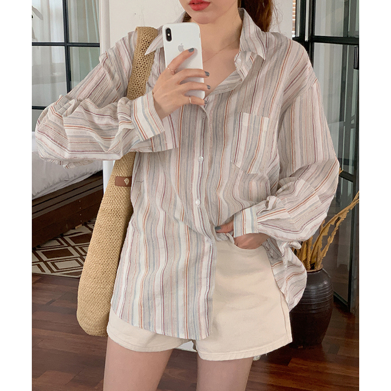 EUNII Korean Style Kemeja Wanita Shirt Terbaru Causual Import Loose Blouse Wanita