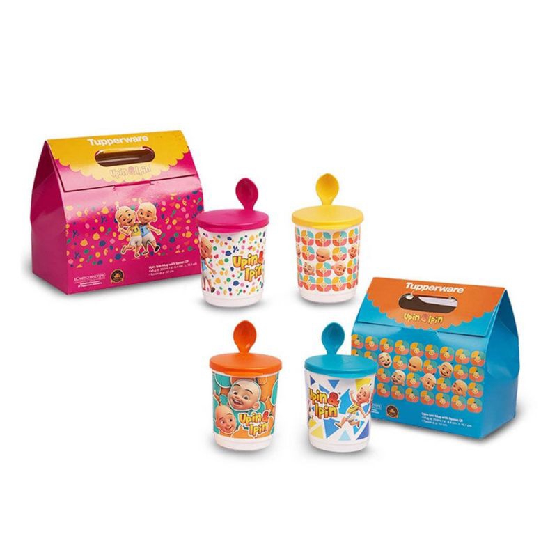 Upin mug with box 2pcs mug, 2pcs sendok + box